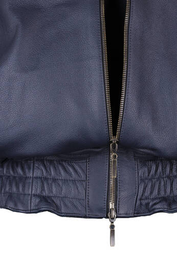 Leather Bomber Jacket Dark Blue