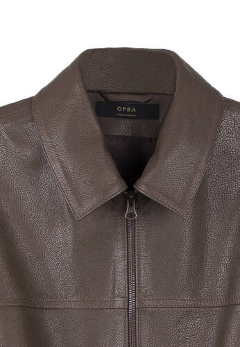 Leather Bomber Jacket Mocca