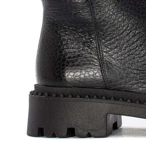 Women's Aziza Logo Black Leather Boots