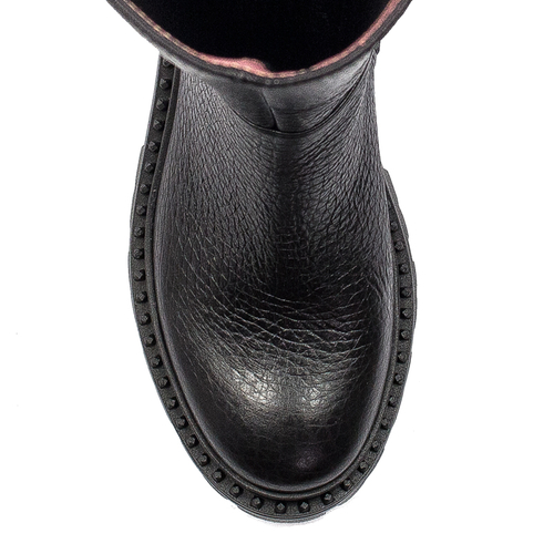 Women's Aziza Logo Black Leather Boots